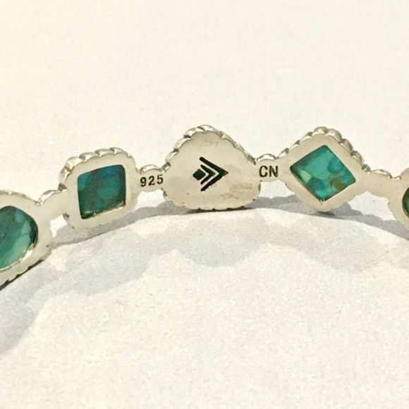 SILPADA Turquoise Pools Sterling Silver Turquoise Bangle Bracelet B3218 NIB - Picture 6 of 9